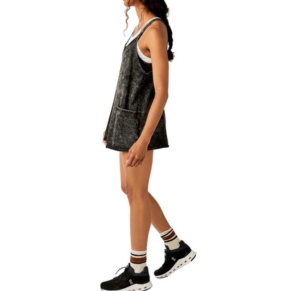 Free People Hot Shot Mini Dress in Acid Wash Black NWOT XS Small Medium - Picture 6 of 12